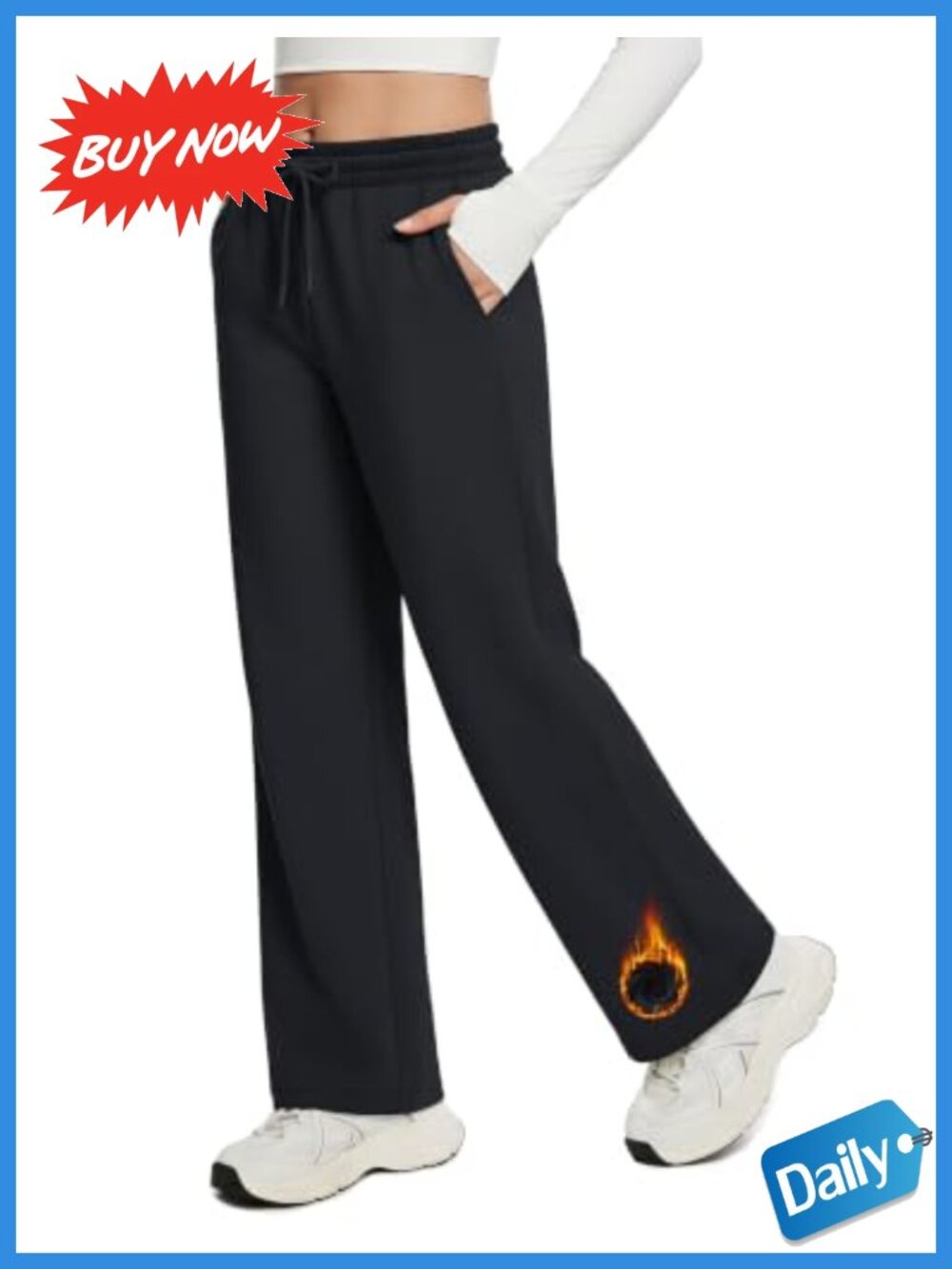 Fleece Lined Sweatpants Straight Leg Drawstring Pockets